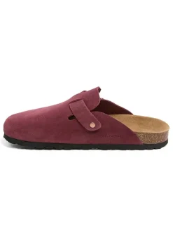 Leder-Clogs in Dunkelrot