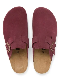 Leder-Clogs in Dunkelrot