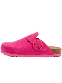 Leder-Clogs in Fuchsia