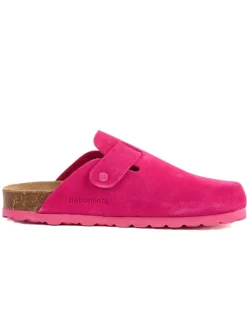 Leder-Clogs in Fuchsia