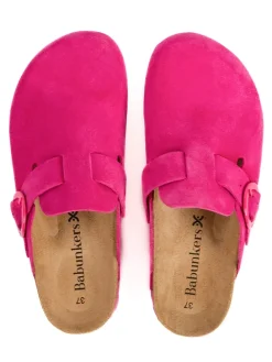 Leder-Clogs in Fuchsia