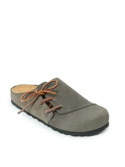 Leder-Clogs in Grau