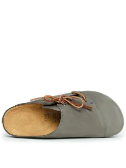Leder-Clogs in Grau