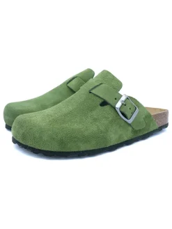 Leder-Clogs in Grün