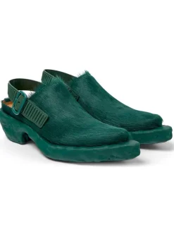 Leder-Clogs in Grün