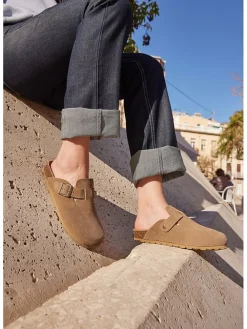 Leder-Clogs in Hellbraun