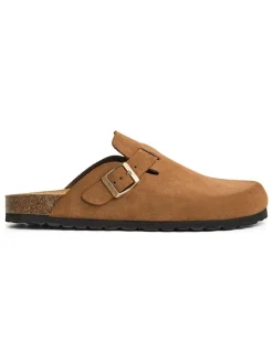 Leder-Clogs in Hellbraun