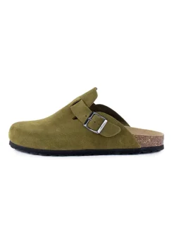 Leder-Clogs in Khaki