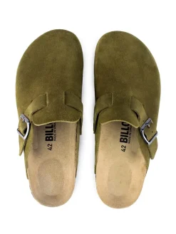 Leder-Clogs in Khaki
