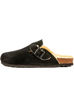 Leder-Clogs in Schwarz