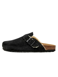 Leder-Clogs in Schwarz