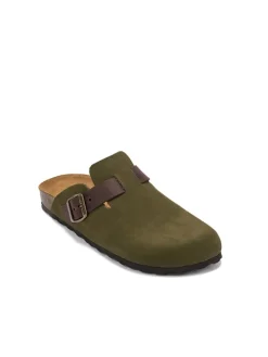 Leder-Clogs "Noe" in Khaki