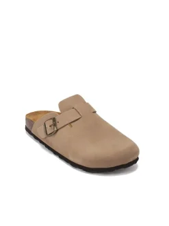 Leder-Clogs "Noe" in Taupe