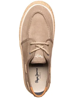 Leder-Espadrilles in Beige