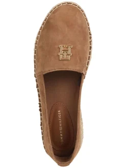 Leder-Espadrilles in Hellbraun