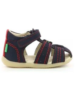 Leder-Halbsandalen "Bigbazar-2" in Dunkelblau/ Rot