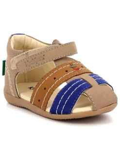 Leder-Halbsandalen "Bigbazar 2" in Beige/ Blau/ Hellbraun