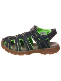 Leder-Halbsandalen "Bobby" in Dunkelblau/ Grün