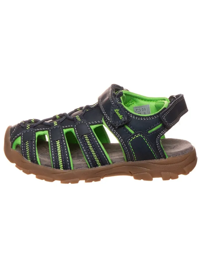 Leder-Halbsandalen "Bobby" in Dunkelblau/ Grün