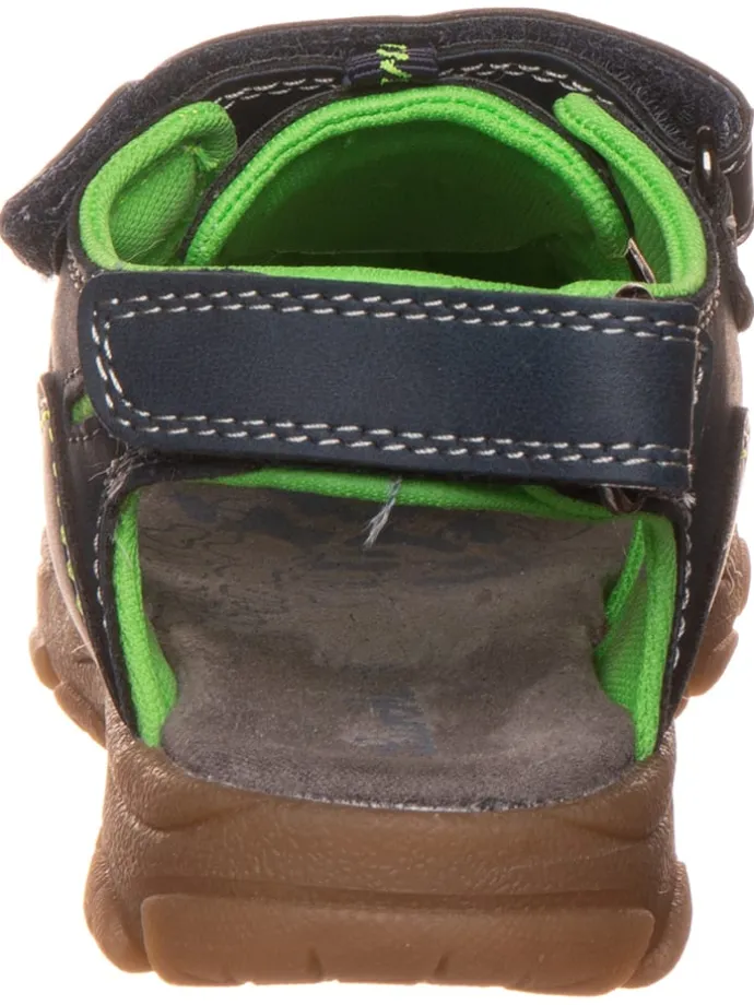 Leder-Halbsandalen "Bobby" in Dunkelblau/ Grün