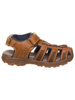 Leder-Halbsandalen "Bobby" in Hellbraun