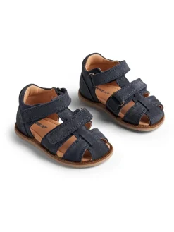 Leder-Halbsandalen in Anthrazit