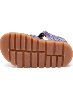 Leder-Halbsandalen in Blau/ Rosa