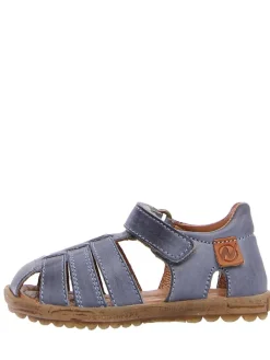 Leder-Halbsandalen in Blau