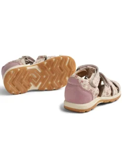 Leder-Halbsandalen in Creme/ Rosa