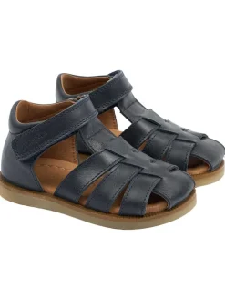 Leder-Halbsandalen in Dunkelblau