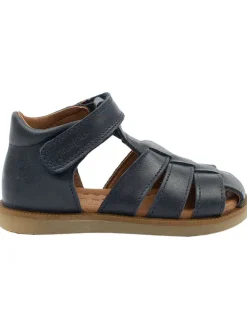 Leder-Halbsandalen in Dunkelblau