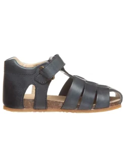 Leder-Halbsandalen in Dunkelblau