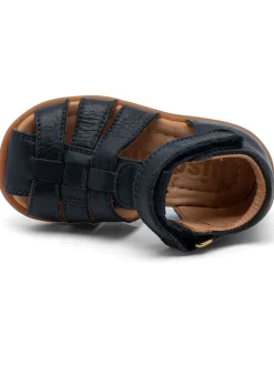 Leder-Halbsandalen in Dunkelblau