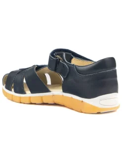 Leder-Halbsandalen in Dunkelblau