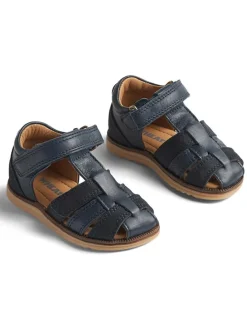 Leder-Halbsandalen in Dunkelblau