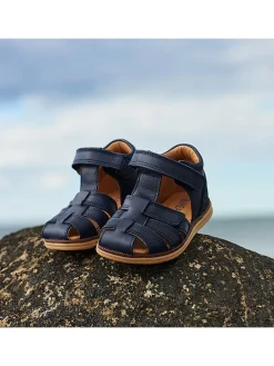 Leder-Halbsandalen in Dunkelblau