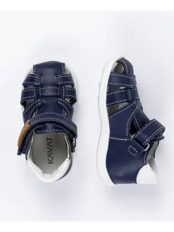 Leder-Halbsandalen in Dunkelblau