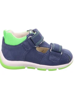 Leder-Halbsandalen in Dunkelblau/ Grün