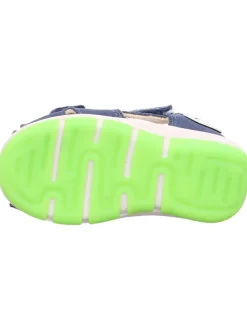 Leder-Halbsandalen in Dunkelblau/ Grün