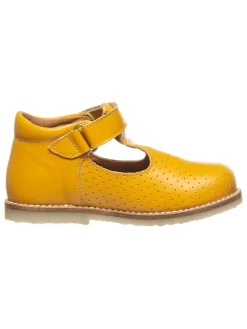 Leder-Halbsandalen in Gelb