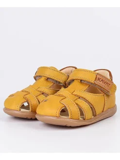 Leder-Halbsandalen in Gelb