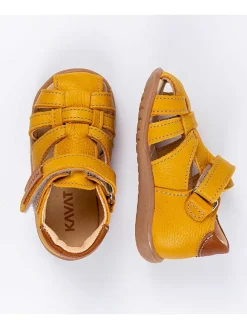 Leder-Halbsandalen in Gelb