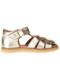 Leder-Halbsandalen in Gold