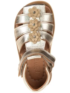 Leder-Halbsandalen in Gold