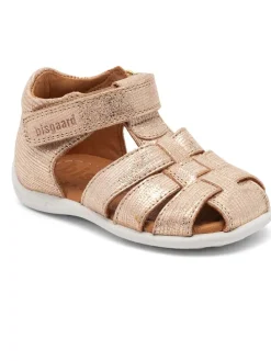 Leder-Halbsandalen in Gold