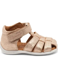 Leder-Halbsandalen in Gold