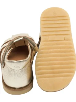 Leder-Halbsandalen in Gold