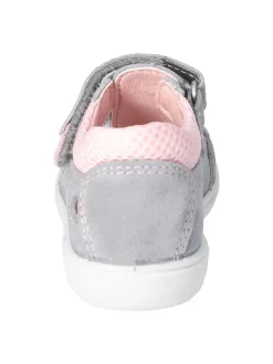 Leder-Halbsandalen in Grau/ Rosa