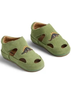 Leder-Halbsandalen in Grün