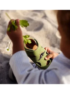 Leder-Halbsandalen in Grün